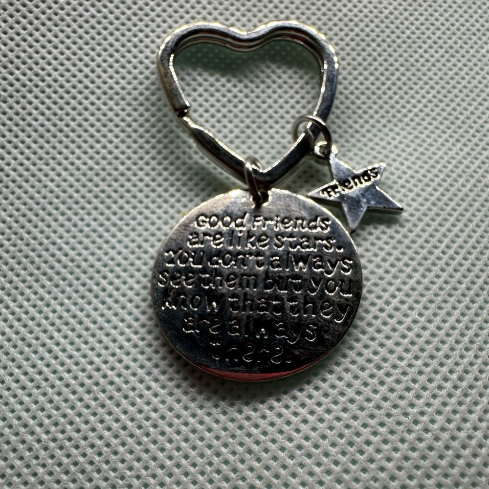 Silver Heart Keychain with Friendship Charm